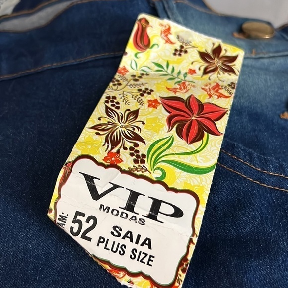 VIP MODAS Brasil Destroyed Denim Skort NWT Plus Size 52 - Picture 8 of 10